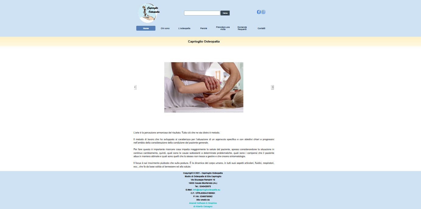 Sito Web Caprioglio Osteopatia - Realizzato da Alcanet Software & Graphics